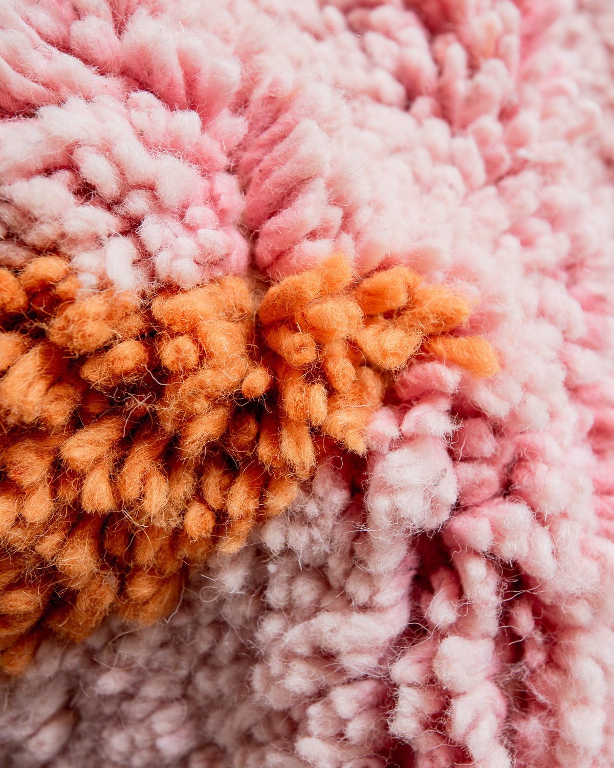 Modern, designer, handcrafted Berber rug from Morocco. Beniourain carpet with beautiful colours and patterns and fluffy wool texture.